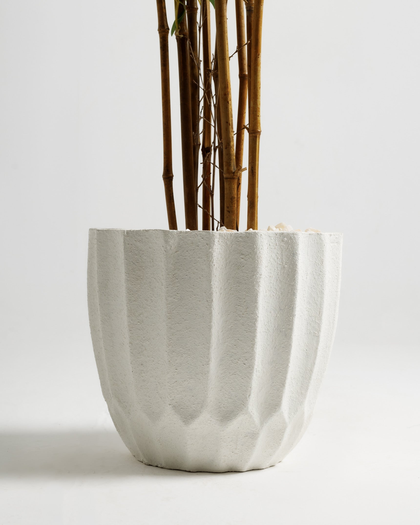 White strip Fiber Pot Wasilaah UAE