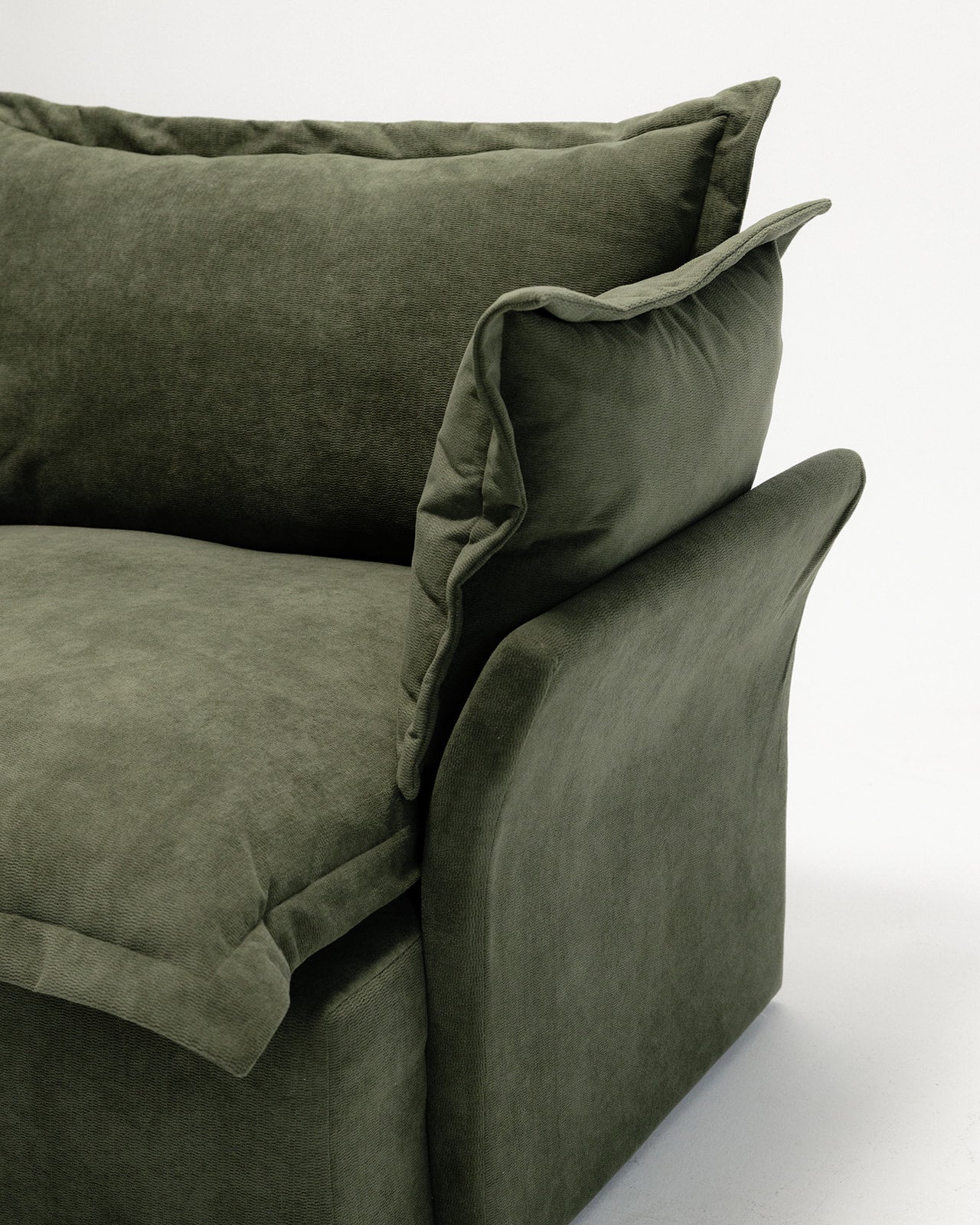 green fabric sofa