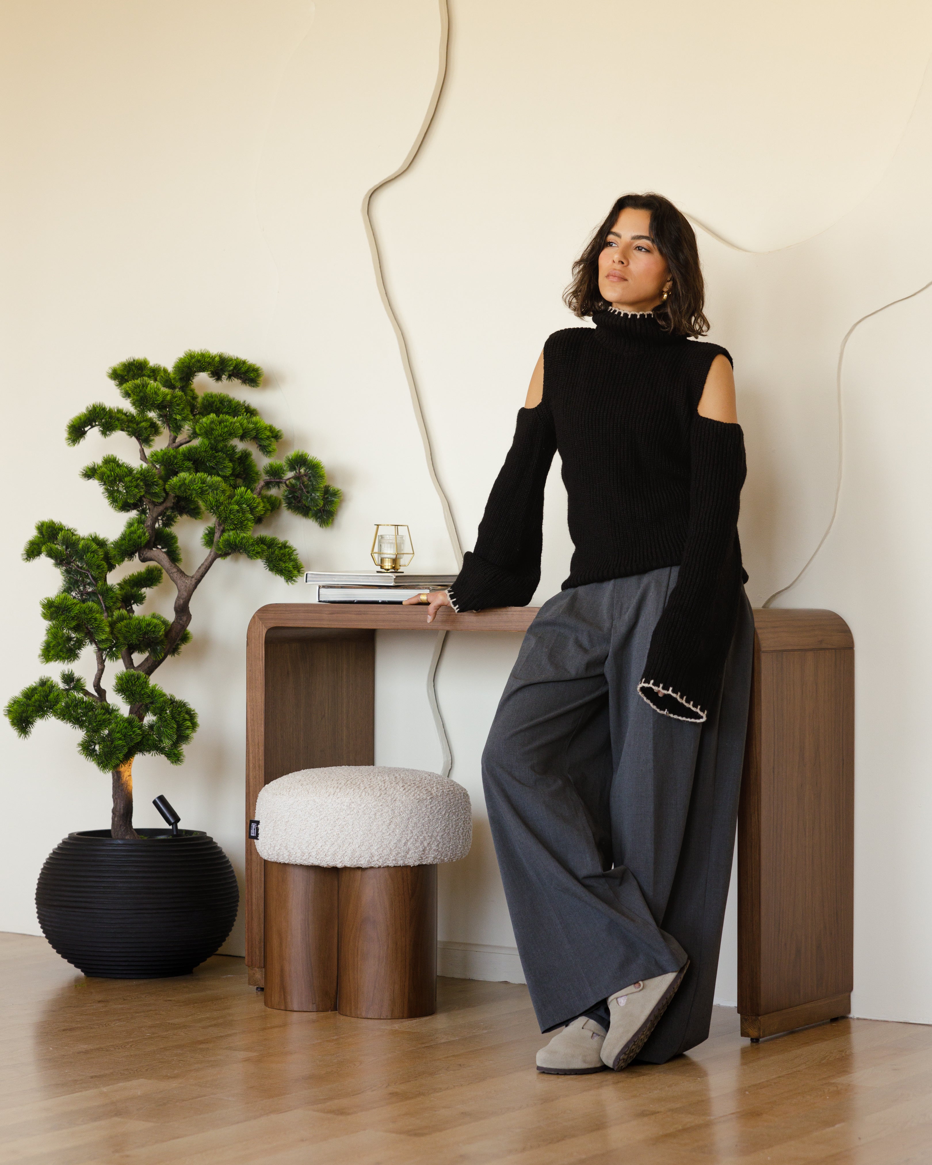 Walnut Console Entryway Table Wasilaah