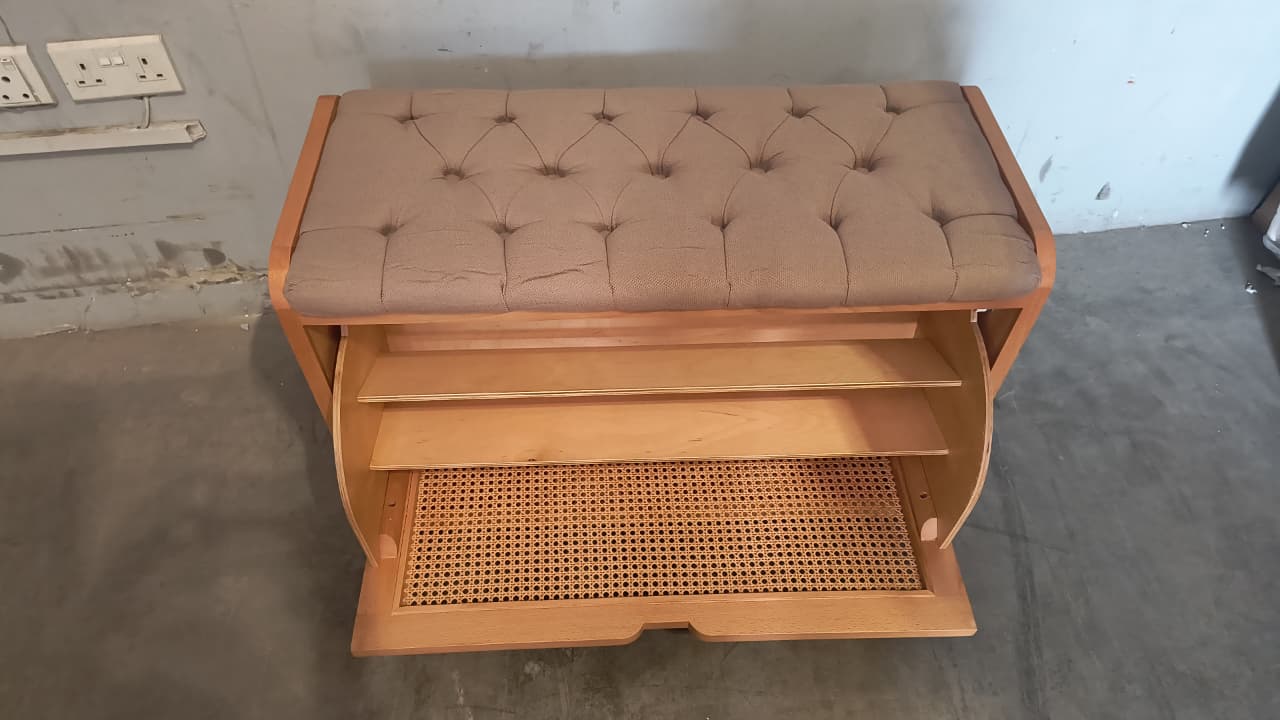 Wooden shoe rack bench - Wasilaah UAE