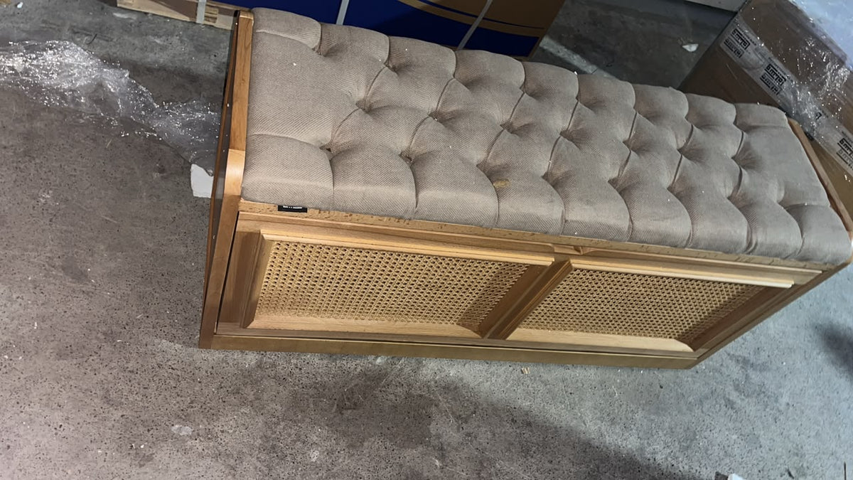 Light Rattan Shoe Rack (110cm) Beige (Outlet 2)