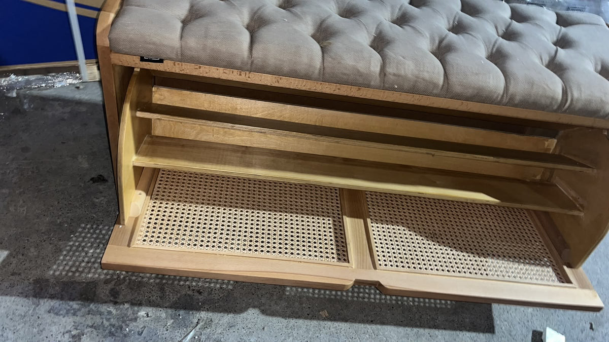 Light Rattan Shoe Rack (110cm) Beige (Outlet 2)